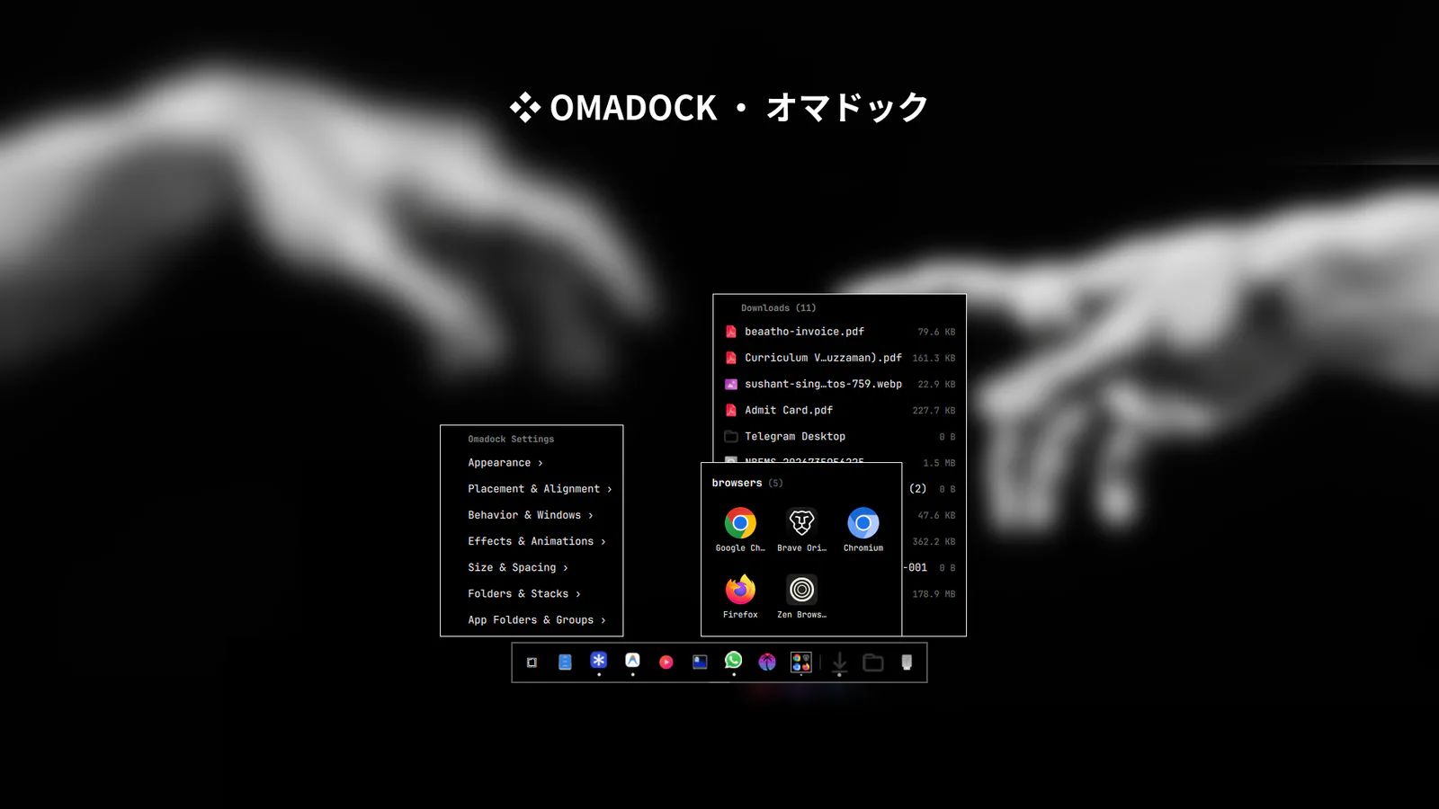 Dock (OmaDock) preview from the Omarchy plugin marketplace catalog