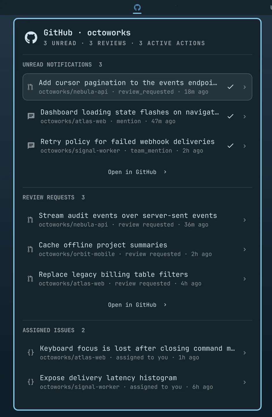 GitHub preview from the Omarchy plugin marketplace catalog