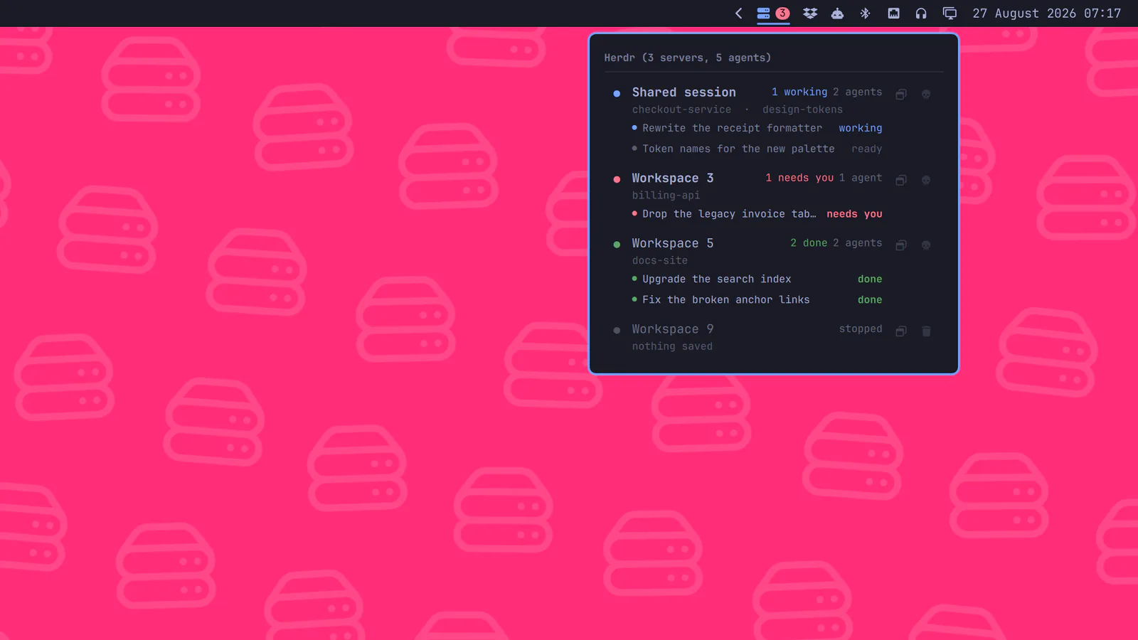 Herdr preview from the Omarchy plugin marketplace catalog