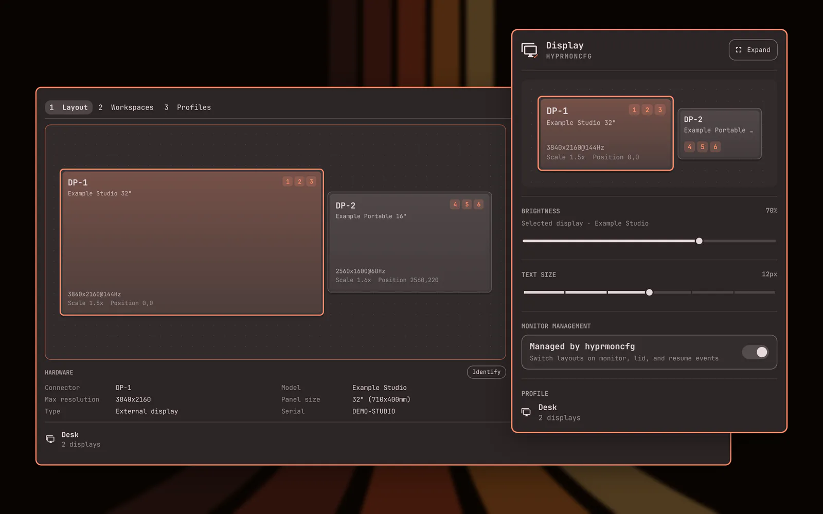 hyprmoncfg: Multi-Monitor Manager for Omarchy preview from the Omarchy plugin marketplace catalog