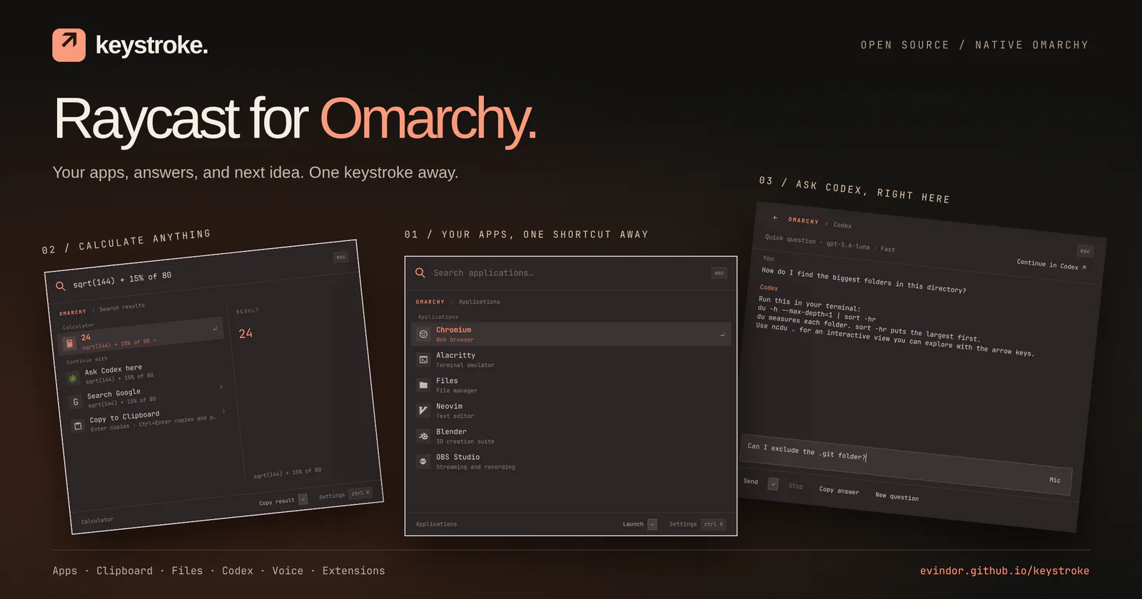 Keystroke preview from the Omarchy plugin marketplace catalog
