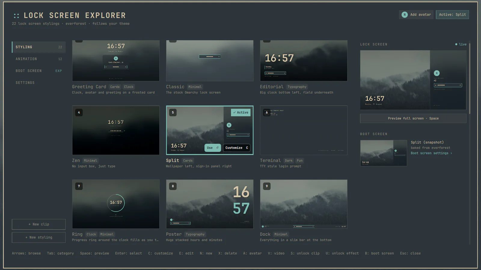 Lock Screen Explorer preview from the Omarchy plugin marketplace catalog