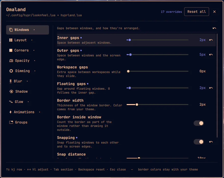 Omaland preview from the Omarchy plugin marketplace catalog