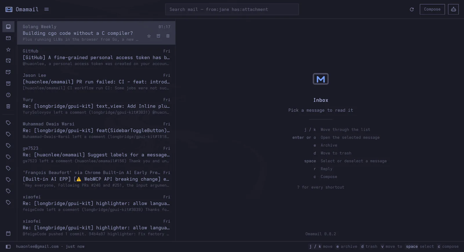 Omamail preview from the Omarchy plugin marketplace catalog