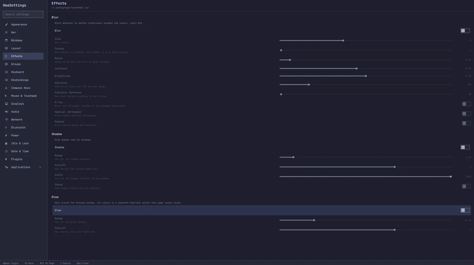 OmaSettings preview from the Omarchy plugin marketplace catalog