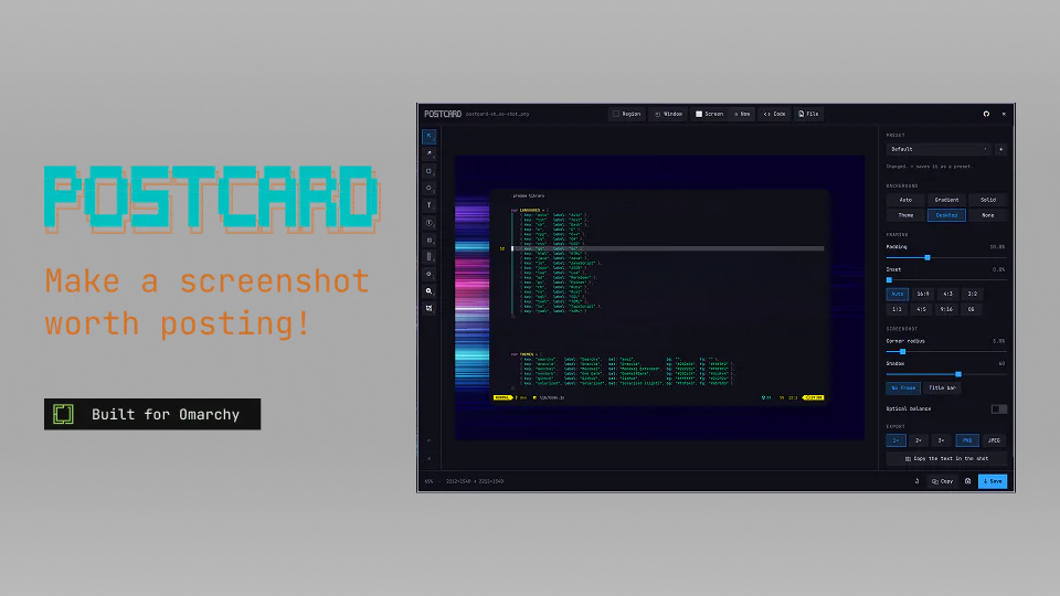 Postcard preview from the Omarchy plugin marketplace catalog