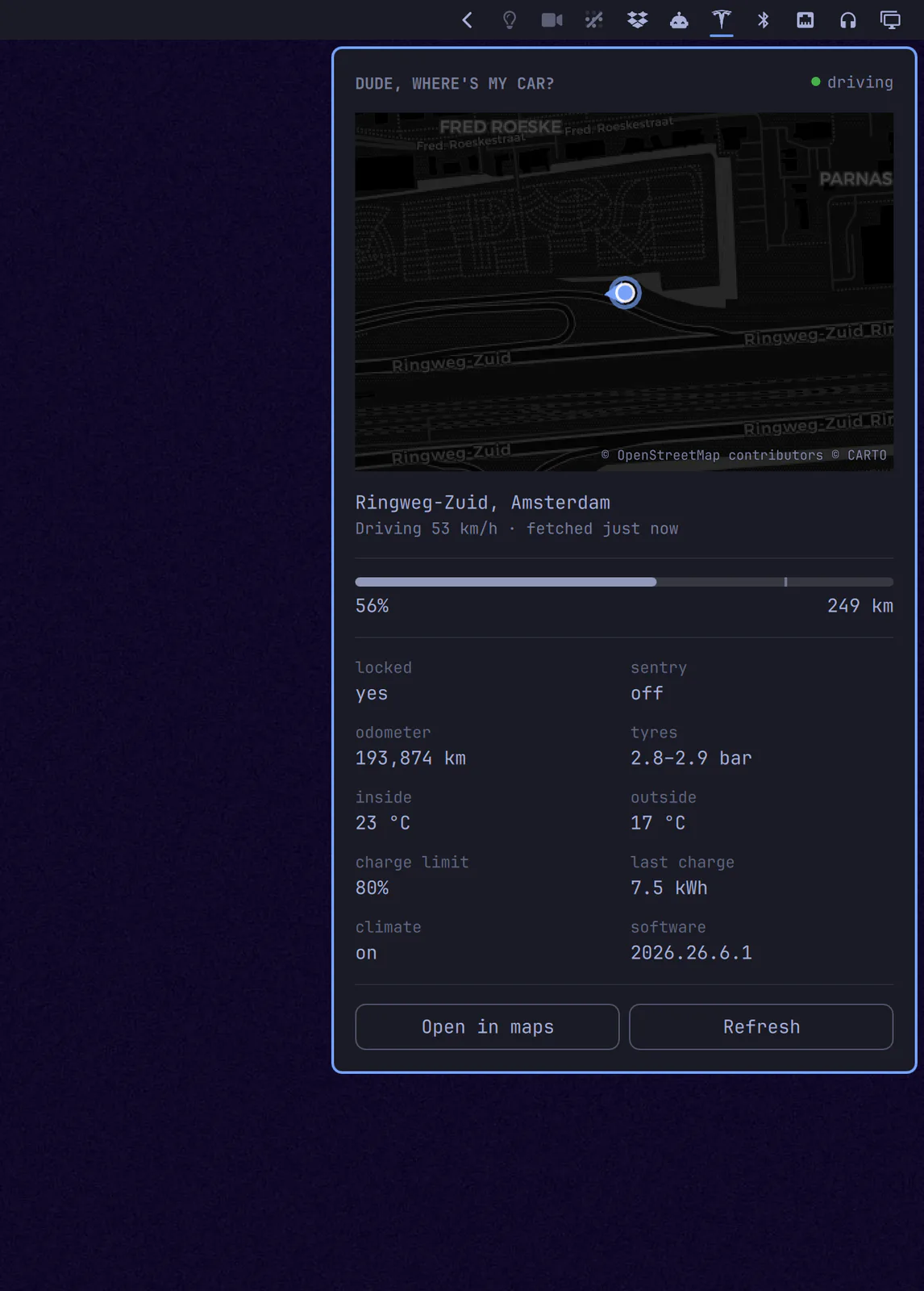 Tesla preview from the Omarchy plugin marketplace catalog
